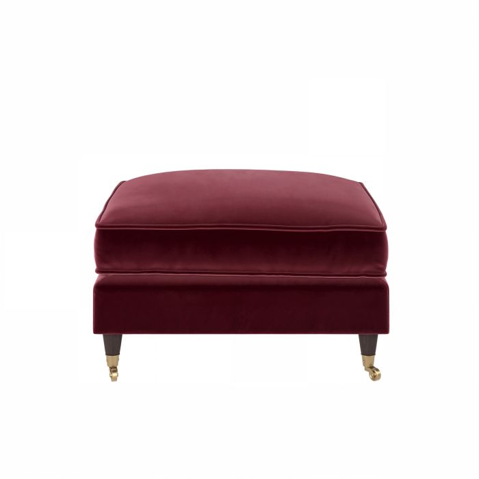 Burgundy Velvet Footstool - Payton