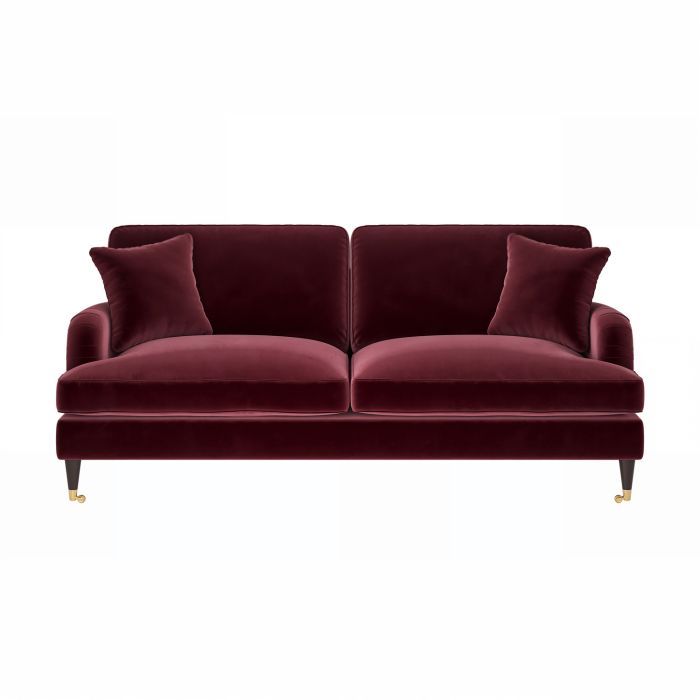 Burgundy Velvet 3 Seater Sofa - Payton
