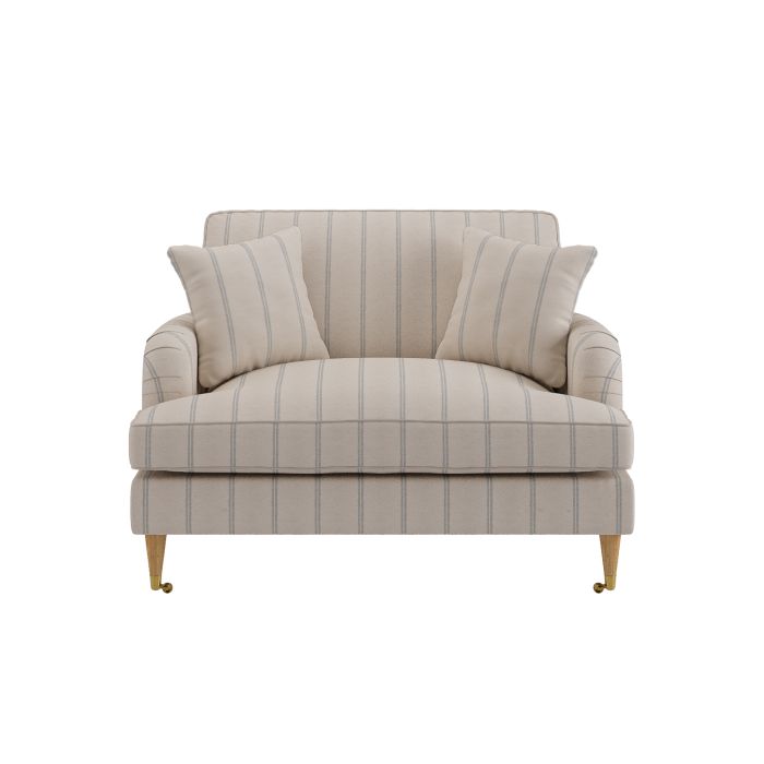 Cream Chenille Blue Striped Love Seat – Payton 