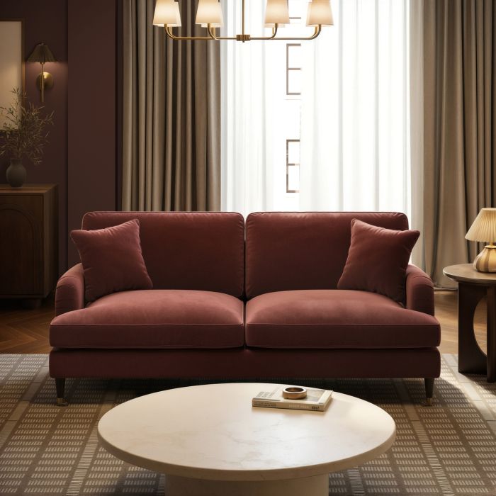 Merlot Red Chenille 3 Seater Sofa - Payton