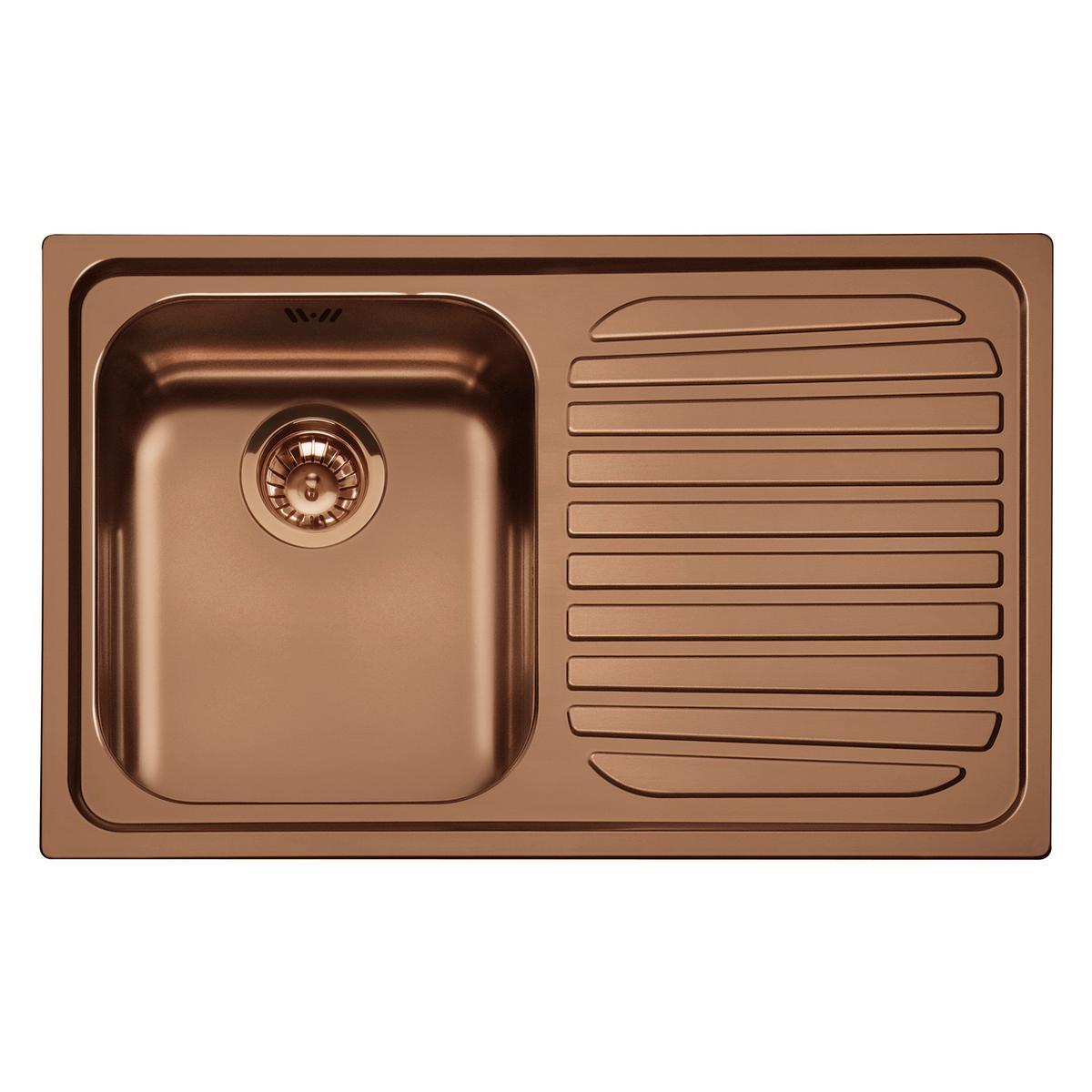 Smeg SP791DRA 79cm Alba Copper PVD Finish Single Bowl Single Right Hand Drainer Inset Sink