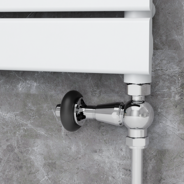 Refurbished - Maesta Chrome Traditional TRV Straight Thermostatic Radiator Valves With Lockshield