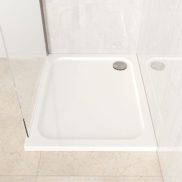 1000x900mm Rectangular Shower Tray – Low Profile 45mm – Stone Resin – White – Pearl