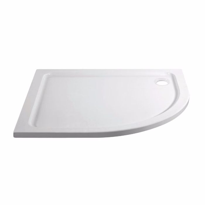 ONLY OPENED - 1200x800mm Right Hand Offset Quadrant Shower Tray 45mm - White Acrylic Stone Resin - Pearl