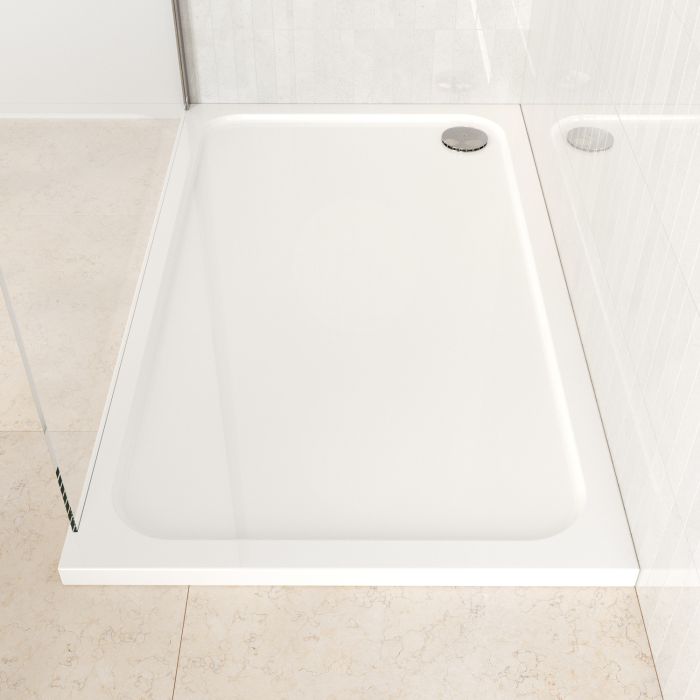 1500x900mm Rectangular Shower Tray – Low Profile 45mm – Stone Resin – White – Pearl