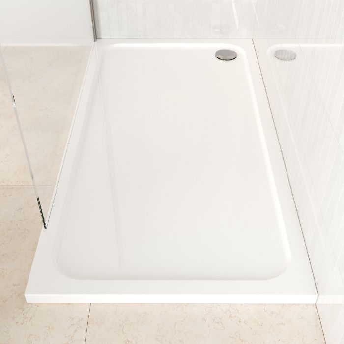 1700x900mm Rectangular Shower Tray – Low Profile 45mm – Stone Resin – White – Pearl