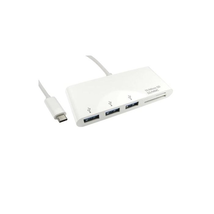 OEM USB-C 3-Port USB Hub With Card Reader White