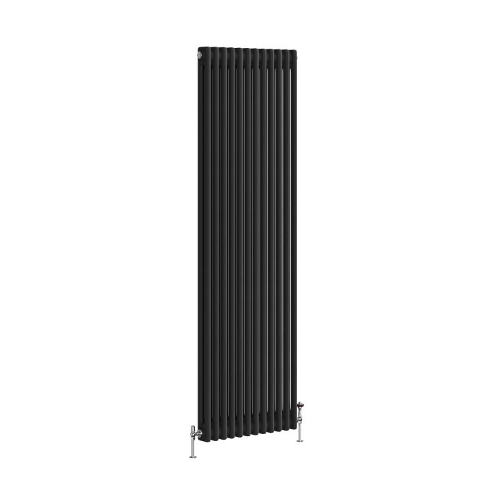 GRADE A1 - Reggio Midnight Black Vertical Double Column Traditional Radiator 1800x560mm 5279 BTU - Cast Iron Style