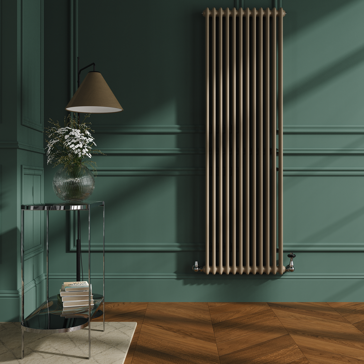 GRADE A2 - Reggio Beige grey Vertical Double Column Traditional Radiator 1800x560mm 5279 BTU - Cast Iron Style