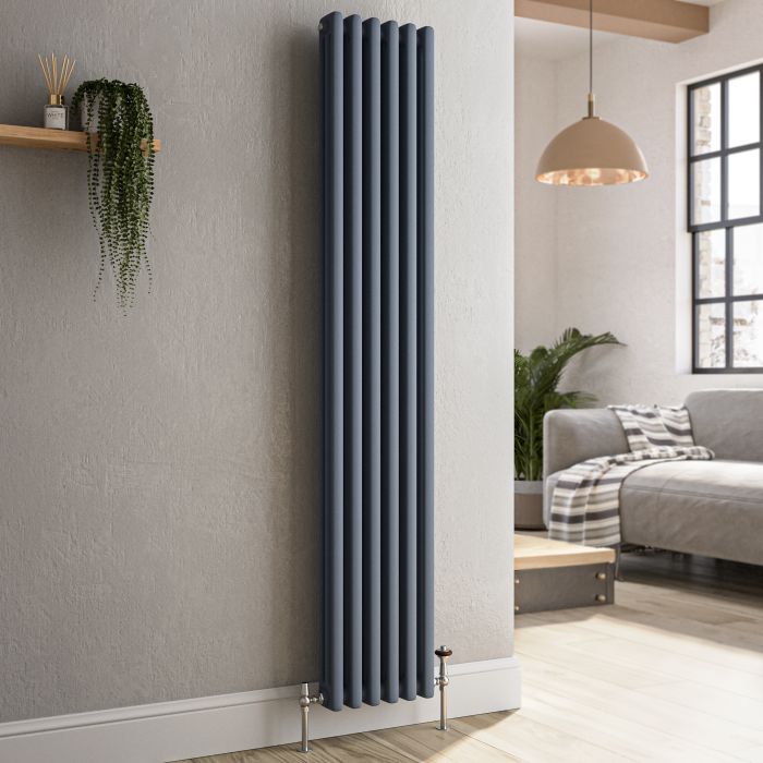 Refurbished Reggio Anthracite Vertical Triple Column Traditional Radiator 1500x290mm 2813 BTU - Cast Iron Style