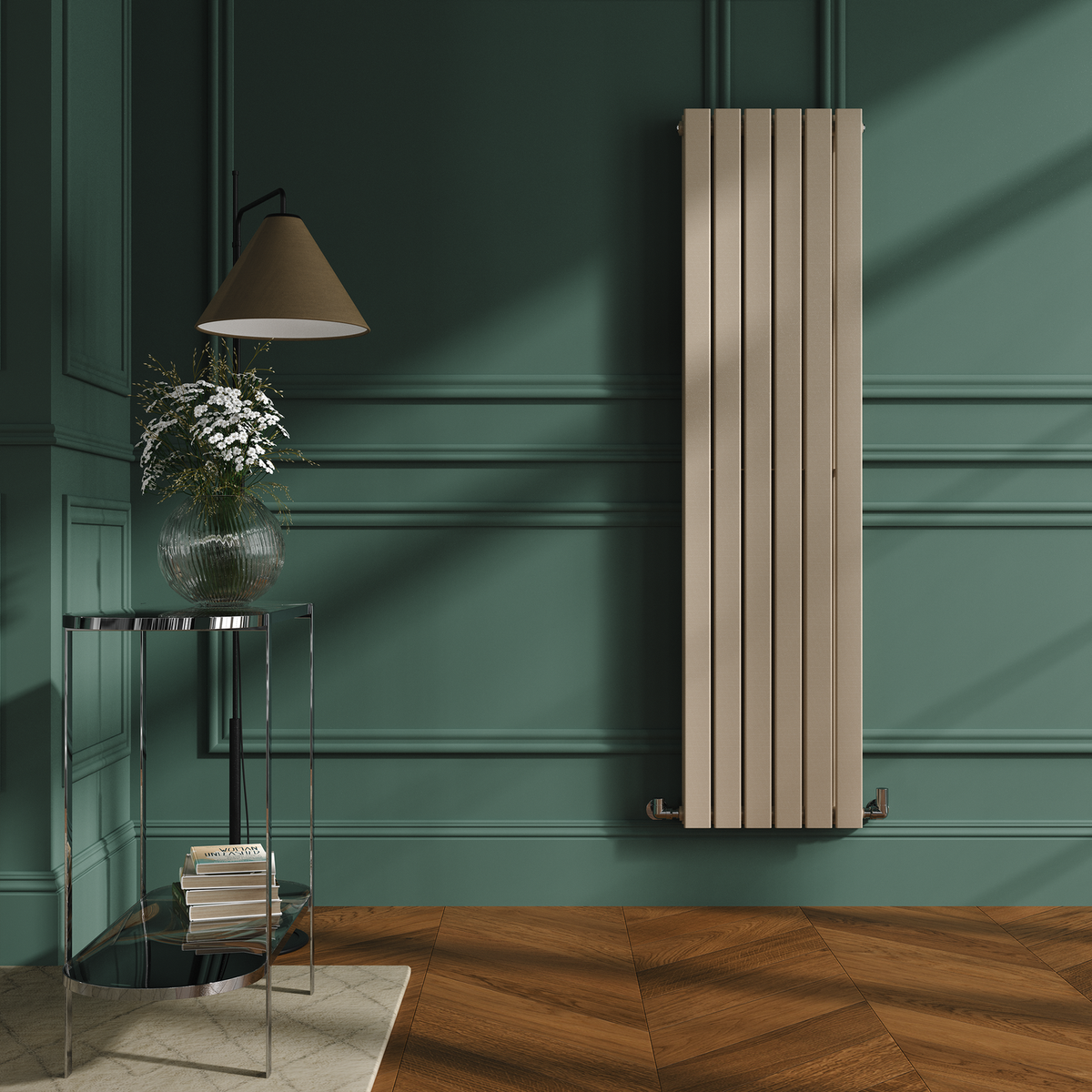GRADE A1 - Riace Cleopatra Vertical Flat Designer Radiator 1600x408mm Double Panel 3687 BTU
