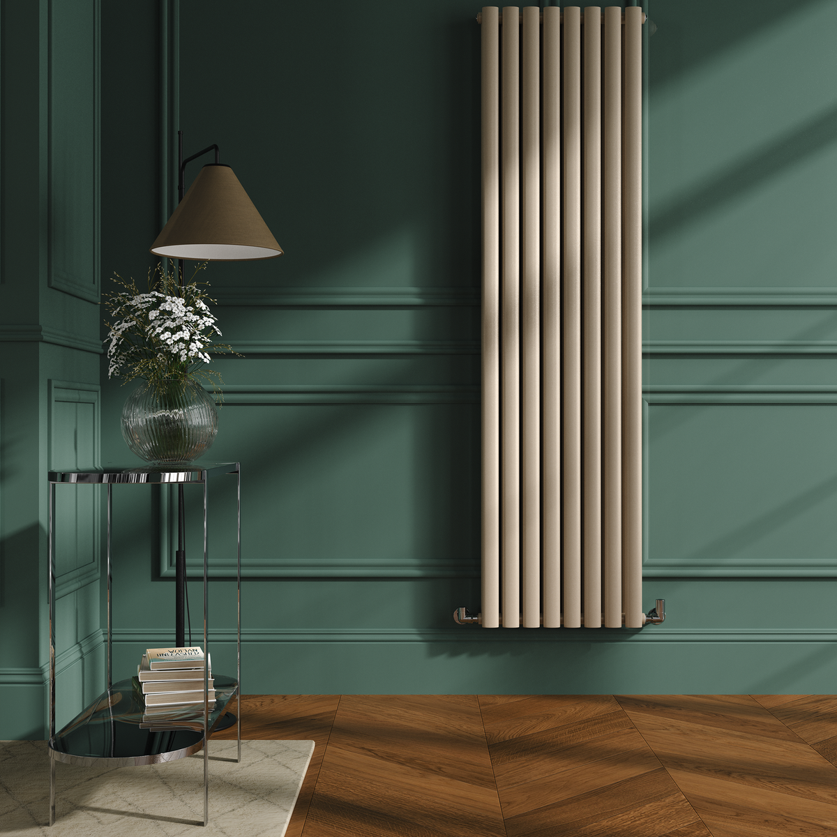 GRADE A1 - Sorrento Cleopatra Vertical Oval Designer Radiator 1800x472mm Double Panel 4983 BTU