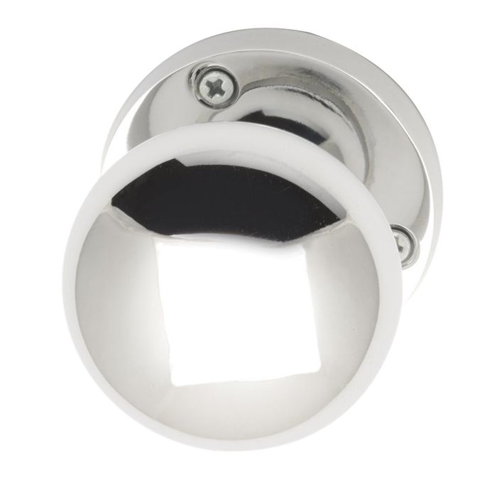 Internal Silver Polished Chrome Bathroom Knob Door Handle with Lock, Latch and Hinges Pack - 65mm Latch - Vedea - XL Joinery