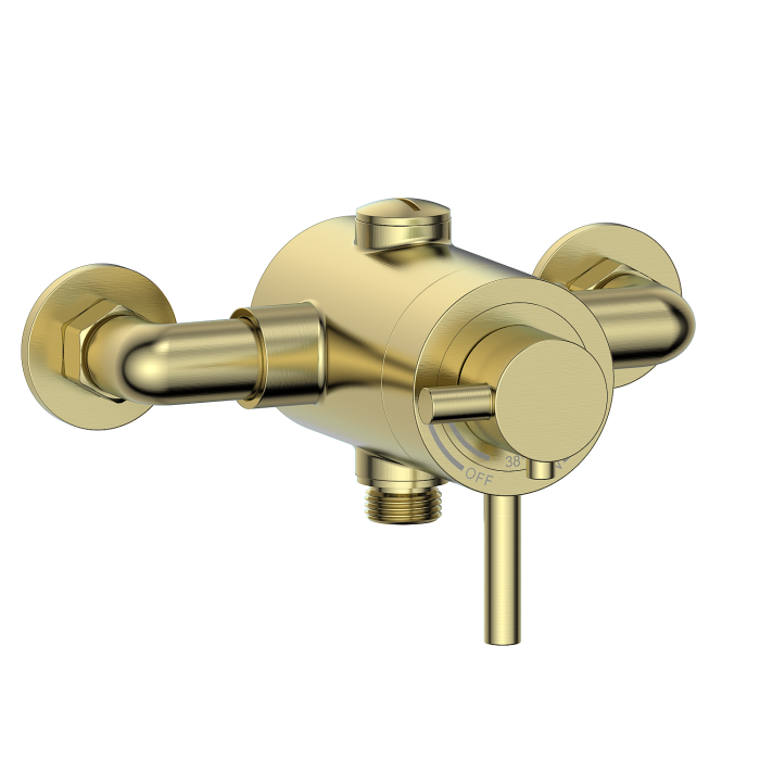 ALMOST PERFECT - Brushed Brass 1 Outlet Exposed Thermostatic Shower Valve - Volta