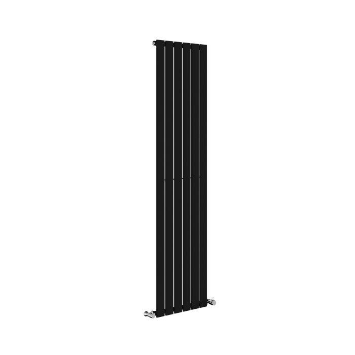 GRADE A1 - Riace Midnight Black Vertical Flat Designer Radiator 1600x408mm Single Panel 2442 BTU