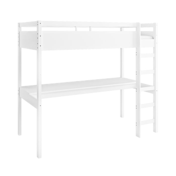 High Sleeper Loft Gaming Bed with Desk in White - Wyatt