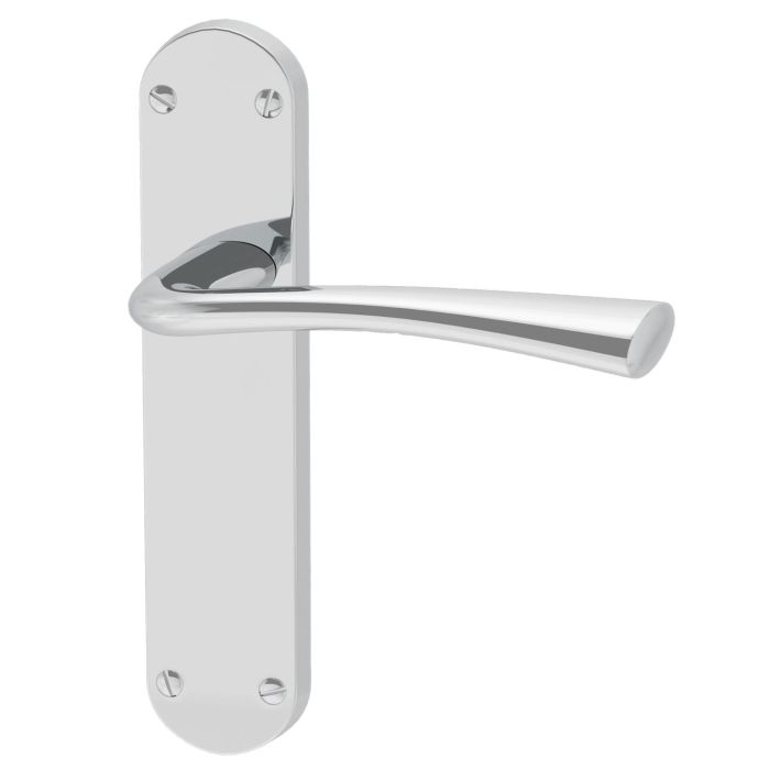 Internal Silver Polished Chrome Bathroom Lever Door Handle with Lock, Latch and Hinges Pack - 75mm Latch - Weser - XL Joinery
