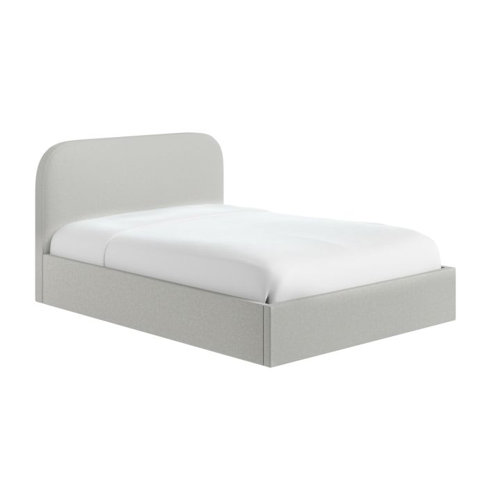 Grey Upholstered Double Ottoman Bed with Curved Headboard - Zara
