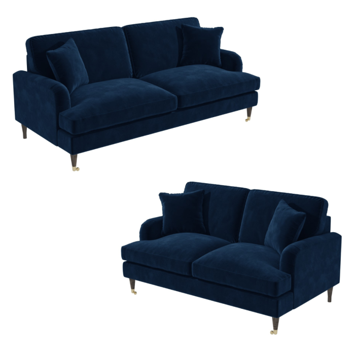 Navy Velvet Sofa Set - Payton