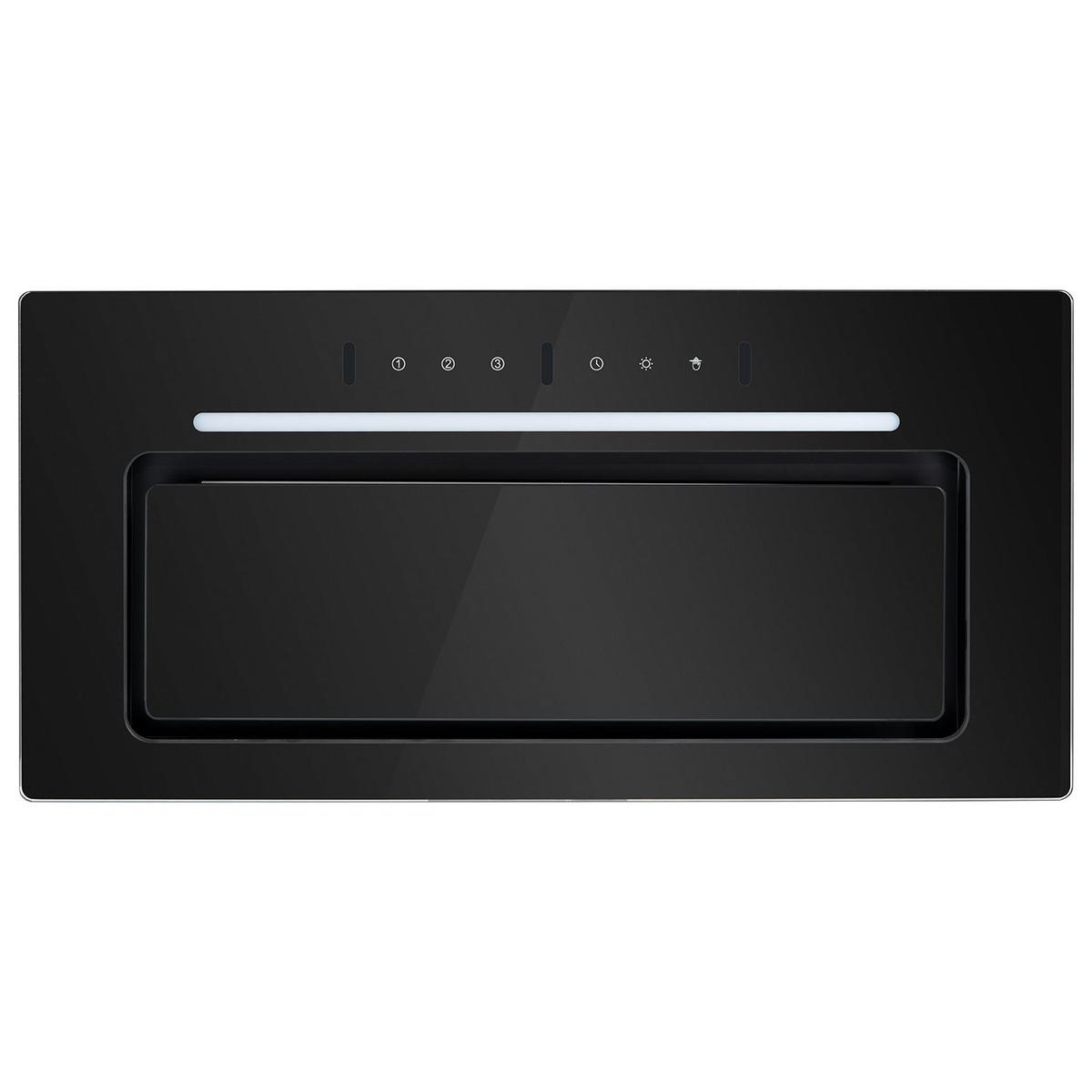 GRADE A2 - electriqQ 60cm Glass Canopy Cooker Hood with Gesture Controls - Black