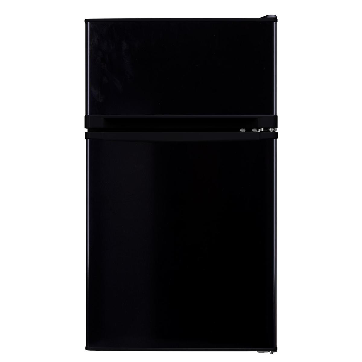 Refurbished electriQ eiQUFFB Freestanding 80 Litre 70/30 Under Counter Fridge Freezer Black
