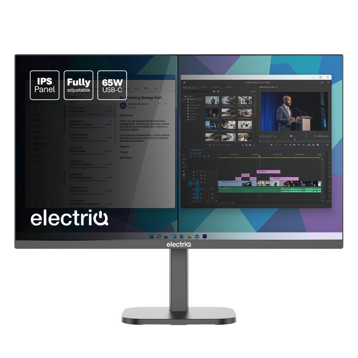 Refurbished electriQ 27" IPS Full HD 144Hz USB-C Monitor
