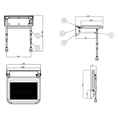Grey Wall Mounted Folding Shower Seat - Nymas image 2