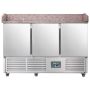 Refurbished Hamoki PZ903 - 3 Door Refrigerated Pizza Prep - Saladette Counter with Granite Worktop and Castors - 346ltr