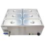 Hamoki BM-V4 Bain Marie With 6 x 1/3 GN Pan & Lids 150mm Deep Wet Heat. 13 Amp Plug In image 1