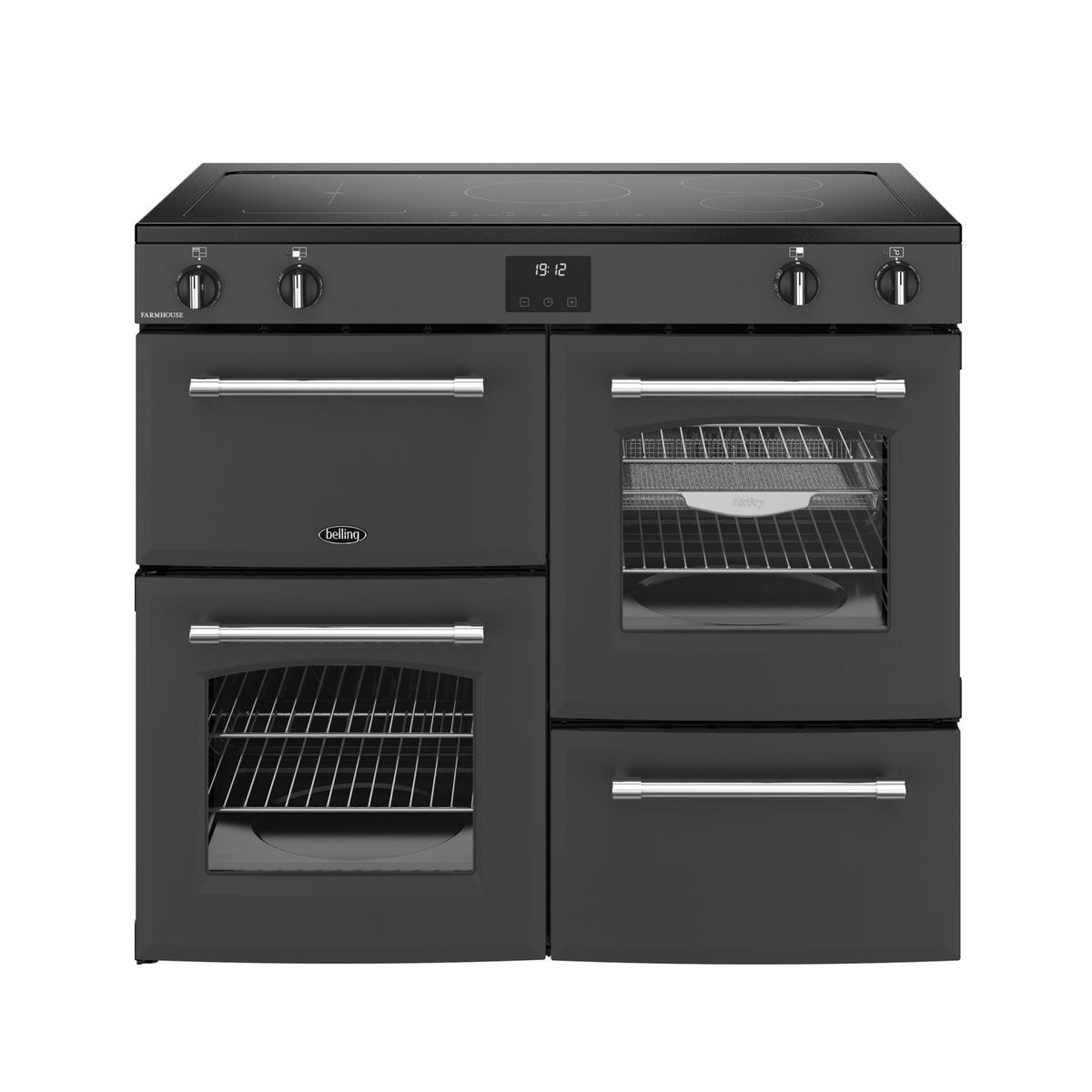 Refurbished Belling Farmhouse 100cm Electric Induction Range Cooker - Grey