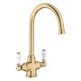 Blanco Vicus Twin Lever Monobloc Kitchen Mixer Tap - Satin Gold image 1