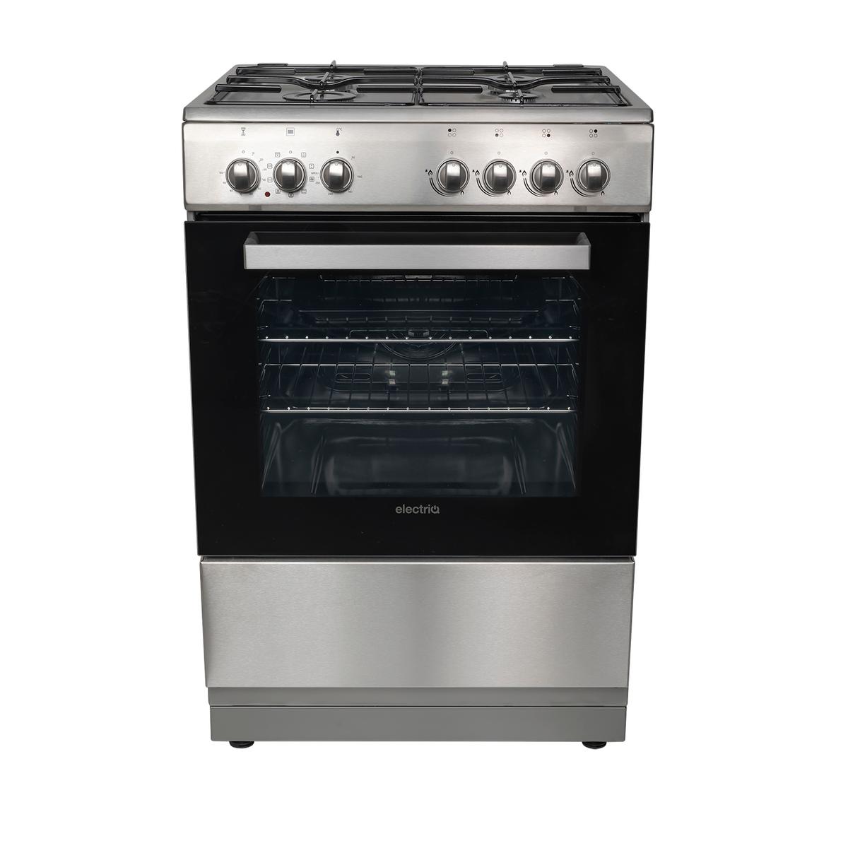 GRADE A2 - electriQ 60cm Dual Fuel Single Oven Cooker - Stainless Steel