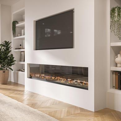 ALMOST PERFECT - Black 70inch Inset Electric Media Wall Fireplace - AmberGlo