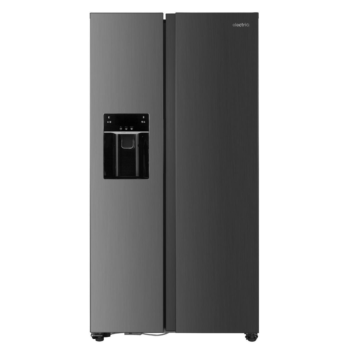 GRADE A2 - electriQ 513 Litre Side-by-Side American Fridge Freezer – Stainless Steel image 1