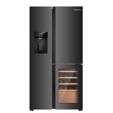 Refurbished Tesla T530TDBG 529 Litres French Style American Fridge Freezer - Black image 1