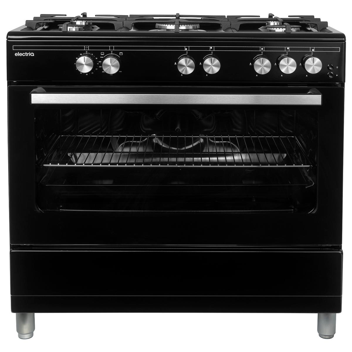 GRADE A2 - electriQ 90cm Gas Single Oven Range Cooker - Black