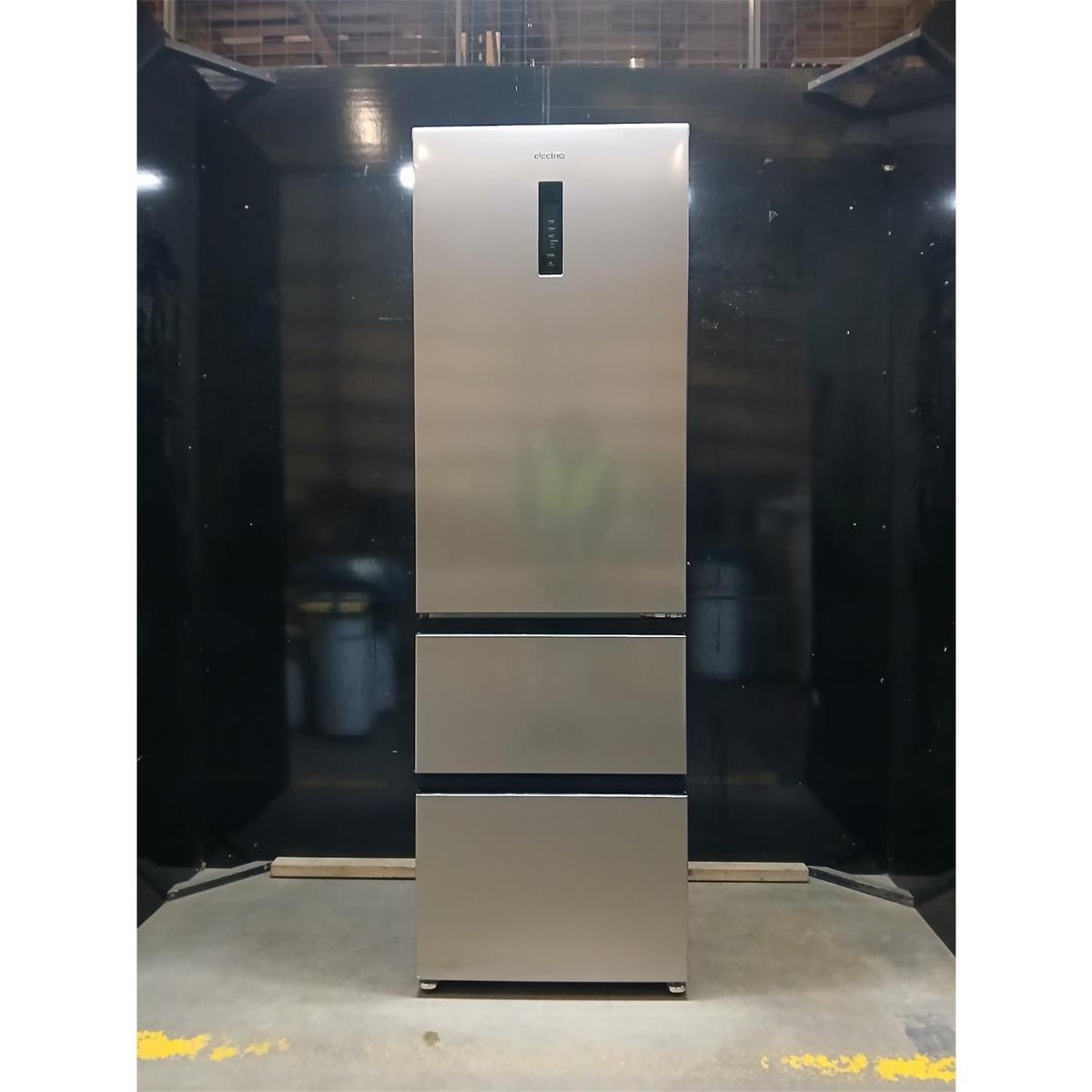 GRADE A2 - electriQ 401 Litre 60cm Wide 60/40 No Frost Fridge Freezer - Stainless Steel  image 1