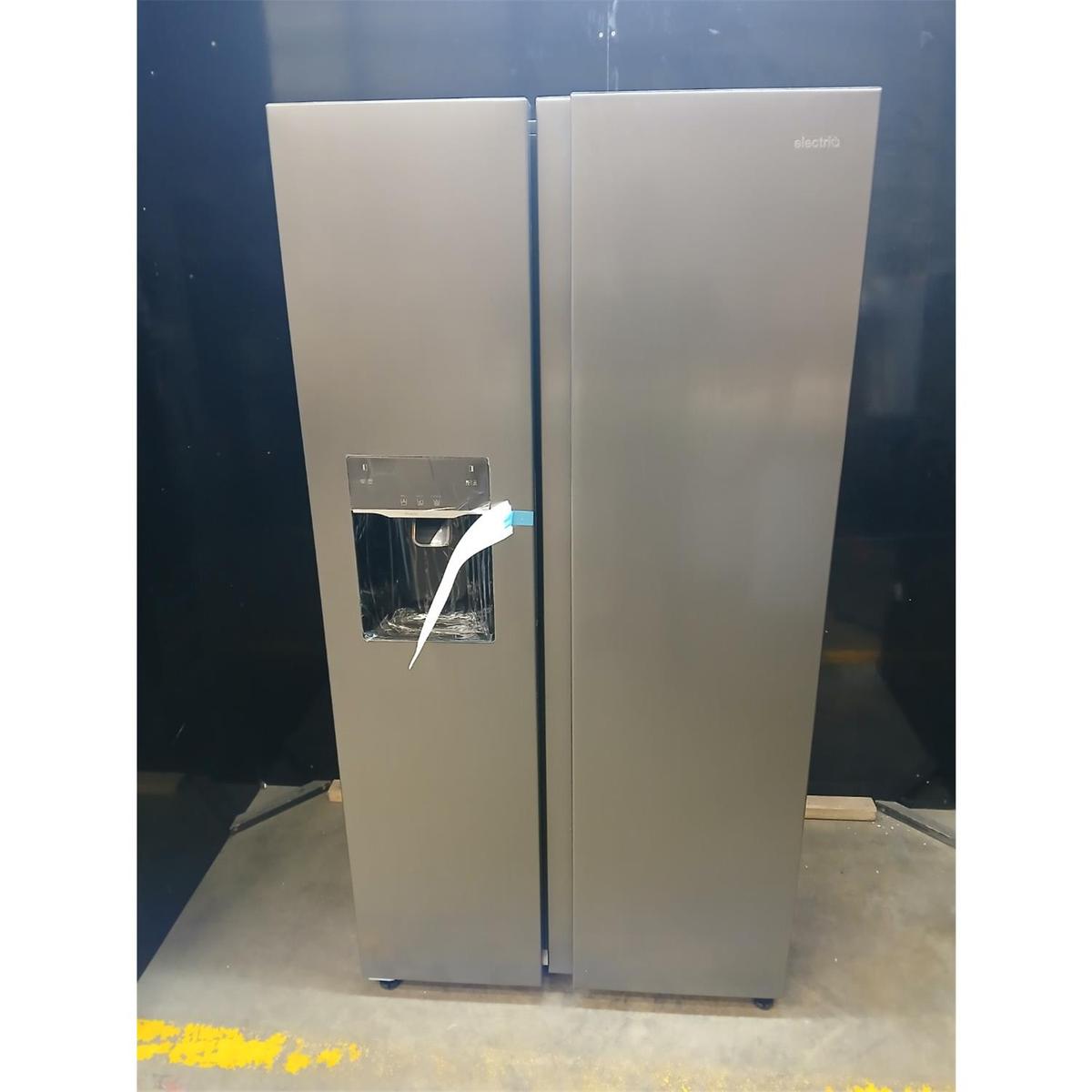 GRADE A2 - electriQ 513 Litre Side-by-Side American Fridge Freezer – Stainless Steel image 1