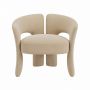 Beige Velvet Modern Curved Accent Chair - Azalea image 1