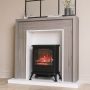 GRADE A1 - Brown and Black Oak Effect Freestanding Electric Fireplace Suite with Black Stove- AmberGlo  image 1