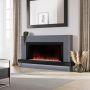 ALMOST PERFECT - Black & Grey Freestanding Electric Fireplace with LED Lights 62 Inch - Amberglo image 1