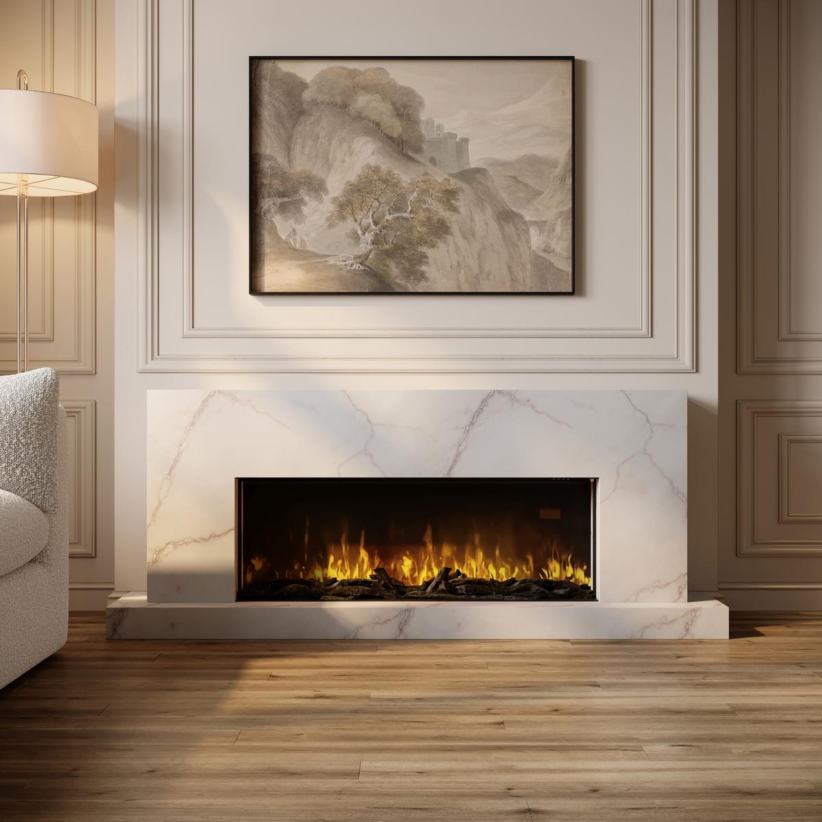 Freestanding Electric Fire with Marble Surround - 60 Inch - AmberGlo image 1