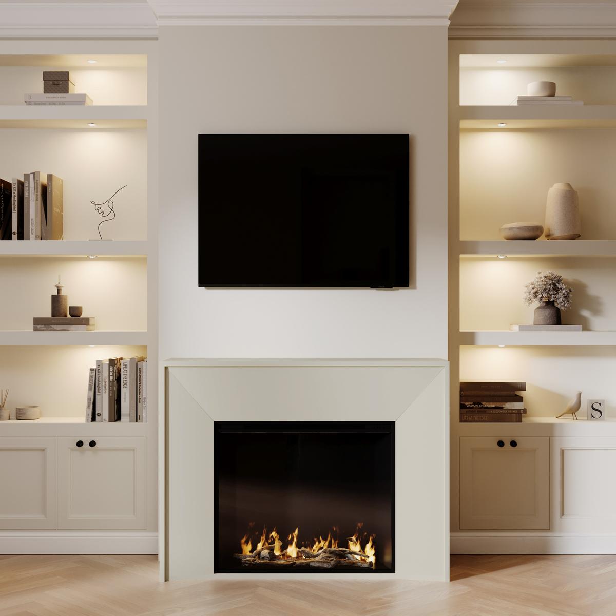 Freestanding Electric Fire with Cream Surround - AmberGlo image 1