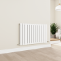 Refurbished Eco Eleganza White Horizontal Flat Designer Aluminium Radiator 600x975mm Double Panel 3973 BTU