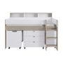 White and Oak Mid Sleeper Cabin Bed with Desk and Storage - Aire image 1