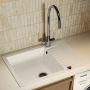 Compact 1 Bowl White Granite Composite Kitchen Sink & Waste - 715 x 500mm - Alice image 1