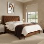 GRADE A1 - Brown Chenille Double Ottoman Bed With Legs - Amara