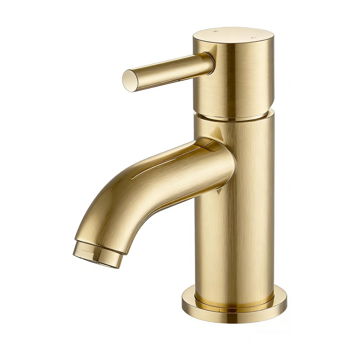Brushed Brass Cloakroom Mono Basin Mixer Tap - Arissa image 1