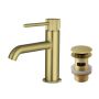 Brushed Brass Fluted Mono Basin Mixer Tap with Waste - Arissa image 1