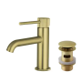 Brushed Brass Fluted Cloakroom Mono Basin Mixer Tap with Waste - Arissa image 1